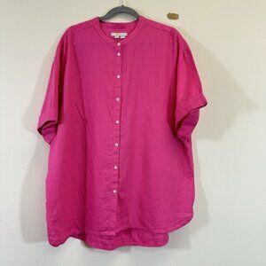 Boden Women’s Linen Tunic Shirt Size 16/18 Lagenlook Button Down Boho